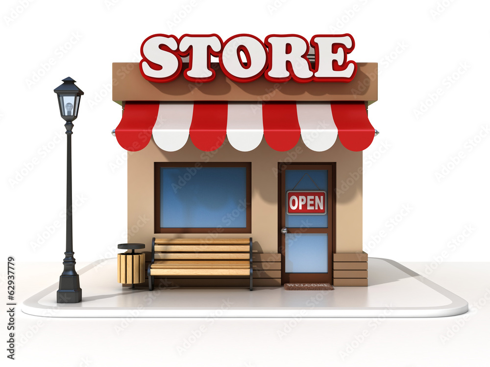 miniature store 3d illustration